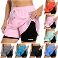 thumbnail image 1 of Noric Women's 2 in 1 Athletic Shorts Loose Fit with Inner Layer & Mesh Pockets for Running Yoga Gym Workout Casual Summer, 1 of 8