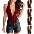 thumbnail image 1 of Noric Women's Backless Tank Topss Deep V Neck Halter Ruched Sleeveless Tops Trendy Spring Summer Casual Blouse, 1 of 8