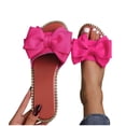 thumbnail image 1 of Noric Women's Bow Sandals Open Toe Slip On Slides Summer Beach Casual Flat Slippers Fashion Comfortable Vacation Shoes, 1 of 5