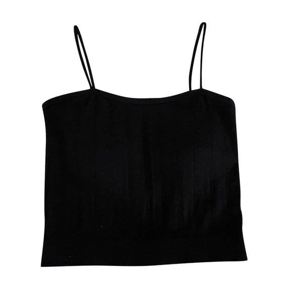 Noric Women's Built-in Bra Tank Top Square Neck Sleeveless Ribbed Spaghetti Strap Cami Slimming Everyday Basic Casual Outfits