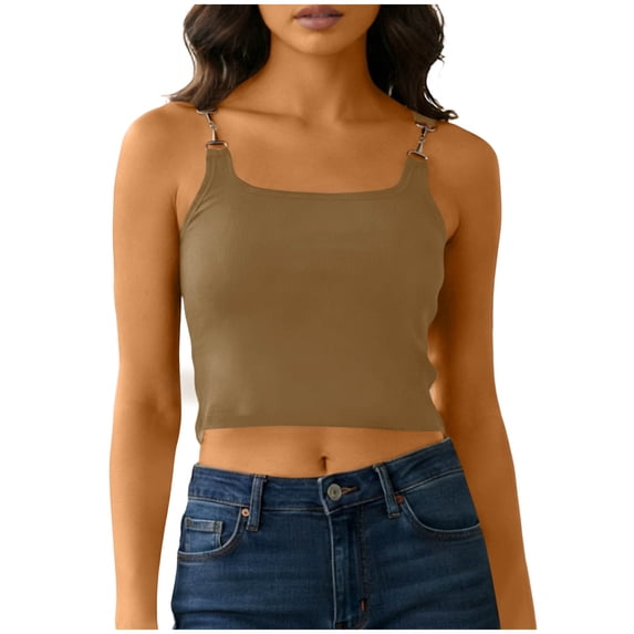 Noric Women's Built in Bra Tank Tops Sleeveless Crop Cami Basic Casual Workout Fitness Layering Bralette Summer Tops