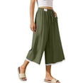 thumbnail image 1 of Noric Women's Capri Pants Wide Leg High Waisted Drawstring with Trim Pockets Summer Casual Loose Lace Capris, 1 of 8