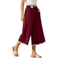 thumbnail image 1 of Noric Women's Capri Pants Wide Leg High Waisted Drawstring with Trim Pockets Summer Casual Loose Lace Capris, 1 of 8