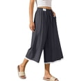 thumbnail image 1 of Noric Women's Capri Pants Wide Leg High Waisted Drawstring with Trim Pockets Summer Casual Loose Lace Capris, 1 of 8