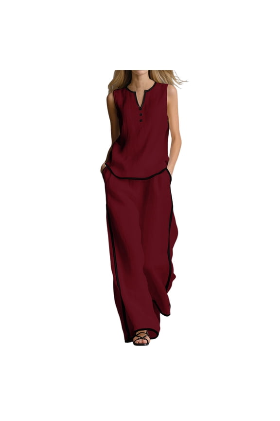 Women's Cotton 2 Piece Sets Summer 2026 Wide-Leg Casual Loungewear Business Casual Spring Matching Outfits