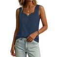 thumbnail image 1 of Noric Women's Cotton Linen Sleeveless Tank Top Scallop V-Neck Loose Fi Casual Summer Basic Tops, 1 of 6