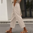 thumbnail image 1 of Noric Women's Cotton Linen Summer Capri Pants Elastic Waist Casual Loose Fit with Pockets Straight Leg Lounge Pants, 1 of 7