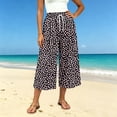 thumbnail image 1 of Noric Women's Cotton Summer Floral Print Wide Leg Capri Pants Loose Fit Casual Drawstring Waist with Pockets Flowy Beach Vacation Trousers, 1 of 7