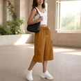 thumbnail image 1 of Noric Women's High Waist Wide Leg Capri Pants Loose Fit Casual Drawstring Multi Pockets Lounge Pants, 1 of 7