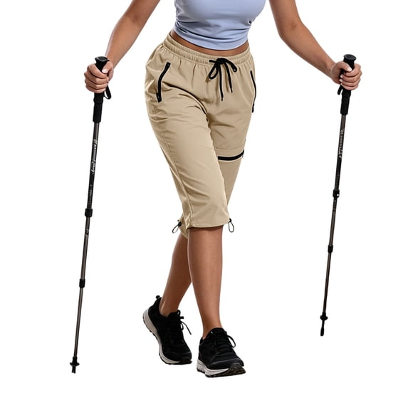 Noric Women's Hiking Cargo Capri Pants Quick Dry Pockets with Zipper Pockets Outdoor Walking Cropprd Pants