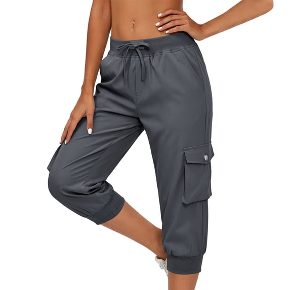 Noric Women's Hiking Cargo Capri Pants Quick Dry Stretch Joggers with Pockets Outdoor Walking Athletic Capris