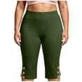 thumbnail image 1 of Noric Women's Plus Size High Waisted Capri Leggings with Side Button Slit Yoga Pants Tummy Control Workout Activewear, 1 of 6