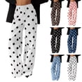 thumbnail image 1 of Noric Women's Polka Dot High Waist Wide Leg Jeans with Pockets Trendy Loose Fit Trendy Denim Trousers, 1 of 9