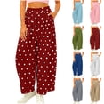 thumbnail image 1 of Noric Women's Polka Dot Wide Leg Pants High Rise Elastic Waist Baggy with Pockets Casual Loose Fit Flowy Palazzo Pants, 1 of 7
