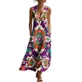 thumbnail image 1 of Noric Women's Printed Boho Floral Maxi Dress Sleeveless V-Neck Cami Style Casual Summer & Beach Wear Maxi Dress, 1 of 8
