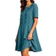 thumbnail image 1 of Noric Women's Short Sleeve Mini Dresses Casual Crew Neck Embroidered Summer A-Line Beach Dresses with Pockets, 1 of 6