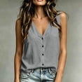 thumbnail image 1 of Noric Women's Sleeveless Button Up Tank Tops Summer V Neck Casual Solid Color Loose Fit Blouse, 1 of 6