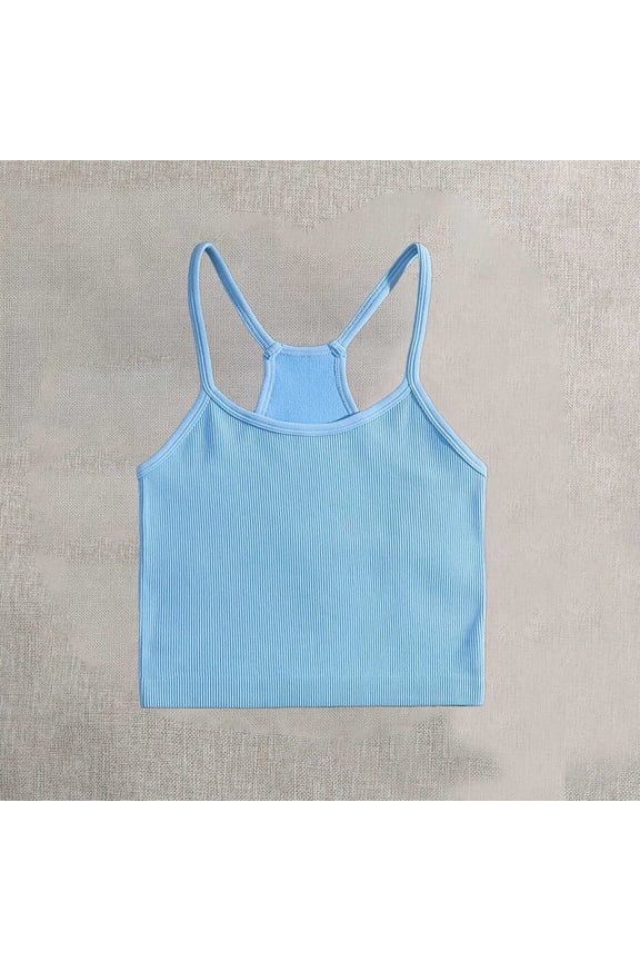 Women's Sleeveless Crop Tank Top Rib Knit Racerback Casual Strecth Summer Casual Workout Runing Tops