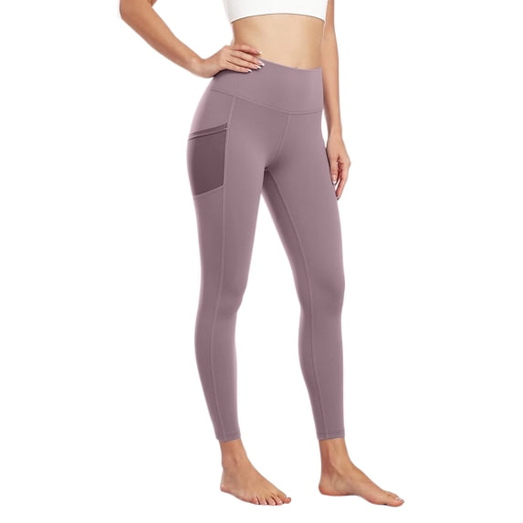 Noric Women's Solid Color Yoga Pants High-Waisted Tummy Control with Pockets Soft Breathable Workout Running Yoga Leggings for Women
