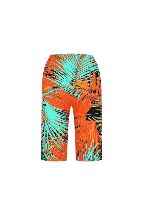 Women's Summer Printed Bermuda Shorts Loose Fit Straight Leg Side Button Slit Pocket Casual Beach Vacation Shorts
