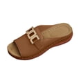 thumbnail image 1 of Noric Women's Summer Toe Post Sandals Metal Buckle Casual Comfortable Wedge Slides Beach Shoes, 1 of 8