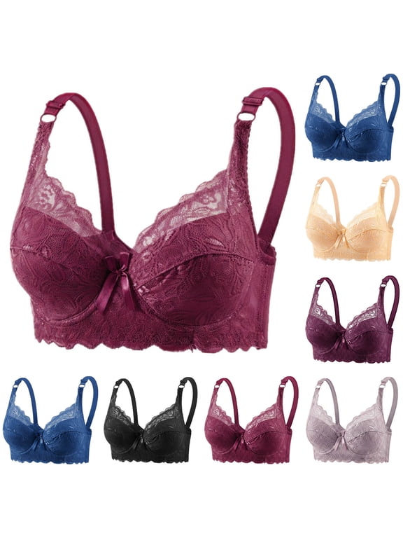 Women's Thin Floral Lace Underwire Bra Adjustable Straps Lift stay-Sag Side Support Comfort Shaping Bustier