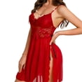 thumbnail image 1 of Noric Women's V-Neck Nightgown Lace Cami Sheer Mesh Dresses Lace Chemise Backless Sleepwear with High Slit, 1 of 9