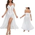 thumbnail image 1 of Noric Women's V-Neck Ruffle Strap Nightgowns Sheer Mesh Backless Sleep Dresses Sleepwear Soft Flowy Nightdress, 1 of 5