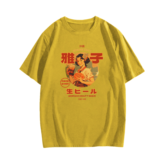 Noriko Draft Beer Retro Cotton casual T-shirt
