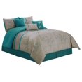 thumbnail image 1 of Noriko Luxury 7-Piece Teal Cherry Blossoms Floral Embroidery Bedding Comforter Set, California King, 1 of 8