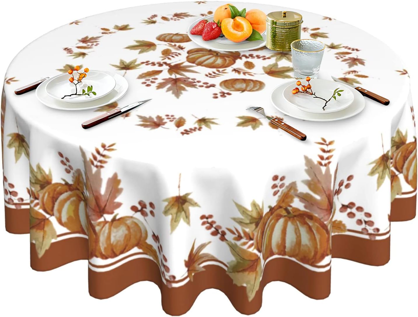 Norina Autumn Tablecloth Maple Leaf Tablecloth Fall Round Tablecloth 60