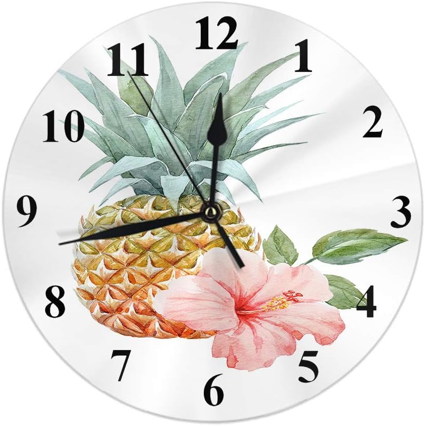 Norina Cowhide Round Wall Clock,Leopard Farm Animal Tri Color Brown Cow