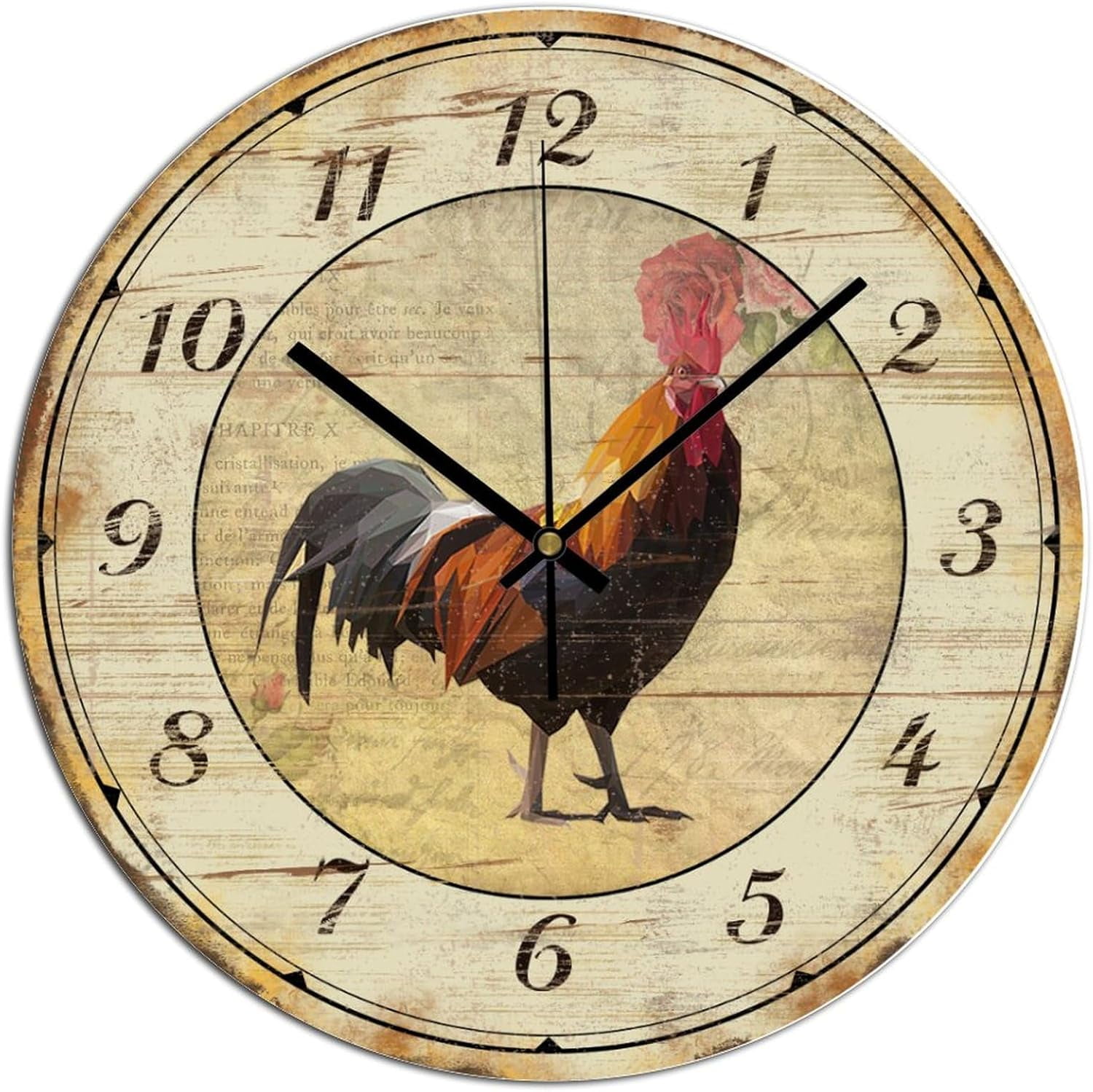 Norina Decorative Wall Clock Farm Animal Rooster Wall Clock Family