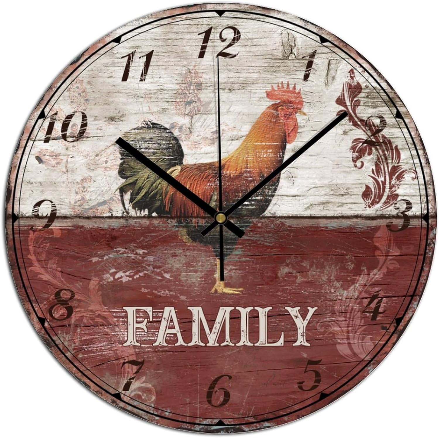 Norina Decorative Wall Clock Farm Animal Rooster Wall Clock Family