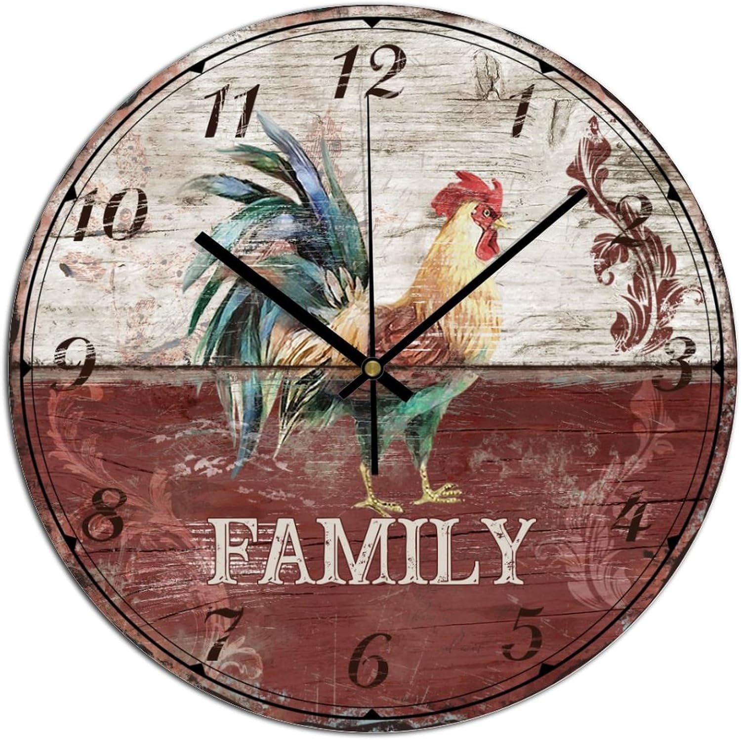 Norina Decorative Wall Clock Farm Animal Rooster Wall Clock Family
