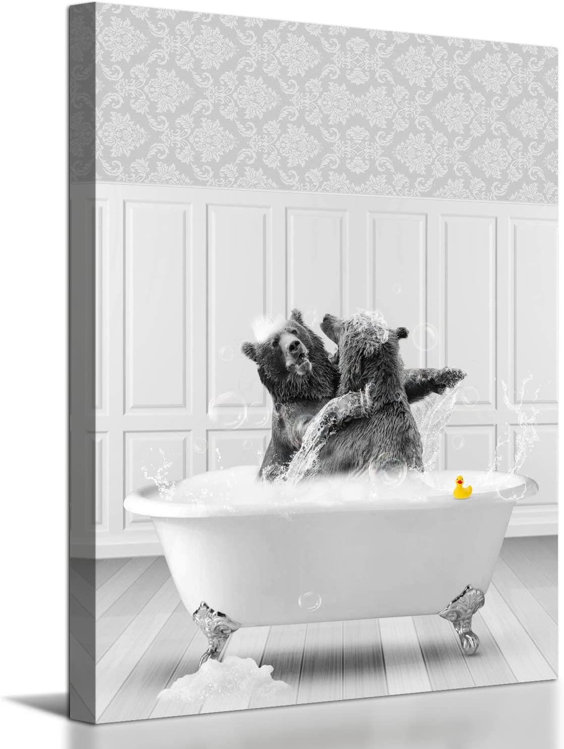 Norina Funny Bears Bathroom Wall Decor Black and White Bear Norina Wall Art Cute Animals taking