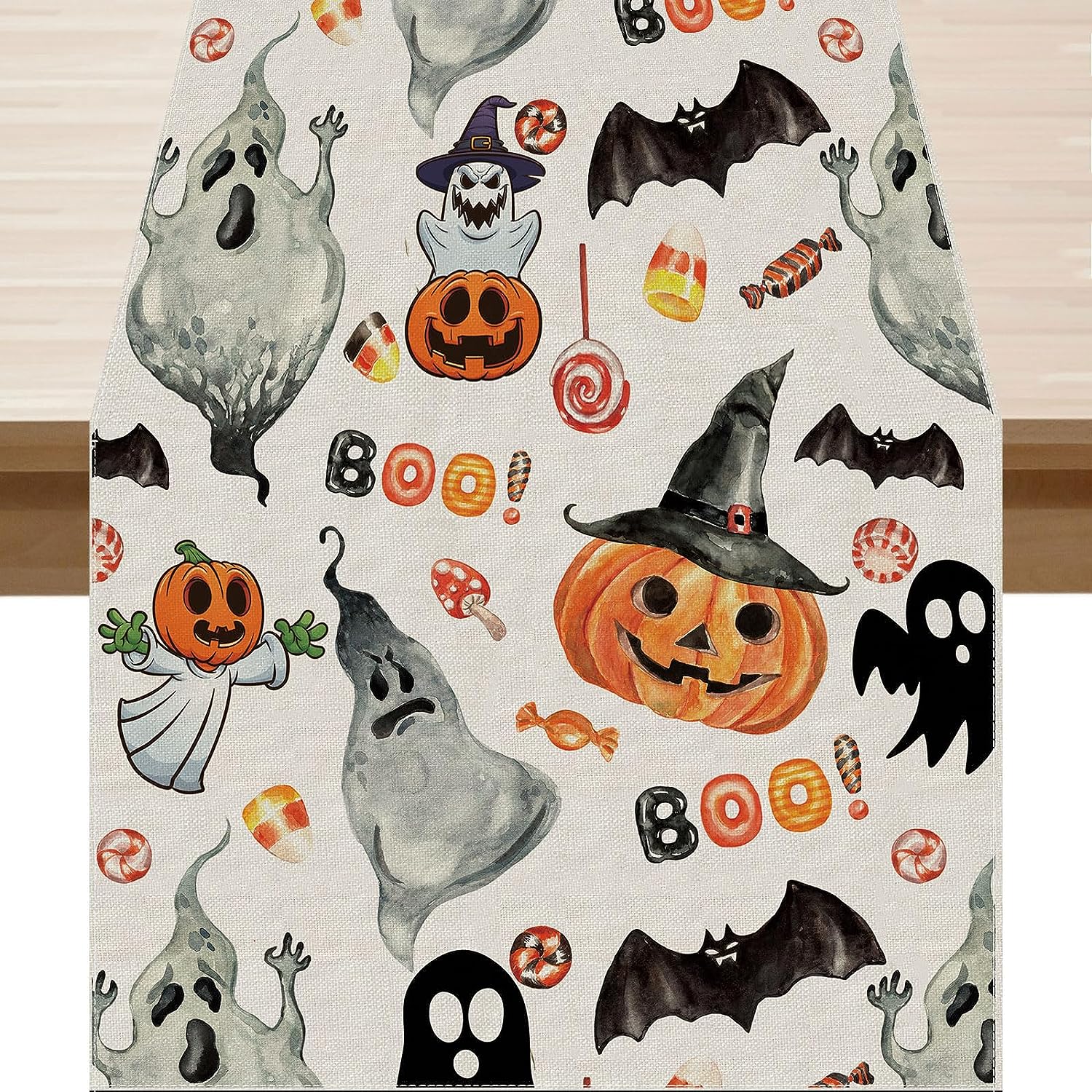 Norina Halloween Placemats Set of 4, Ghost Pumpkin Witch Bat Halloween