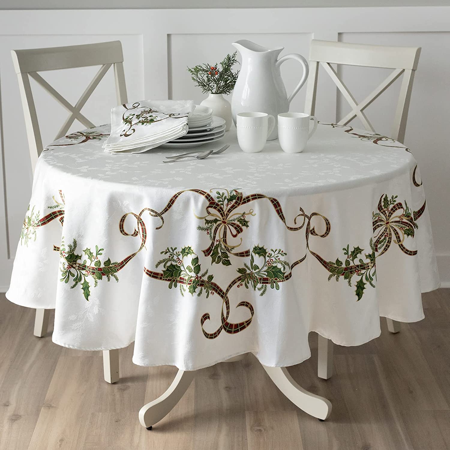Norina Merry Ribbons Engineered Printed Jacquard Fabric Christmas Table
