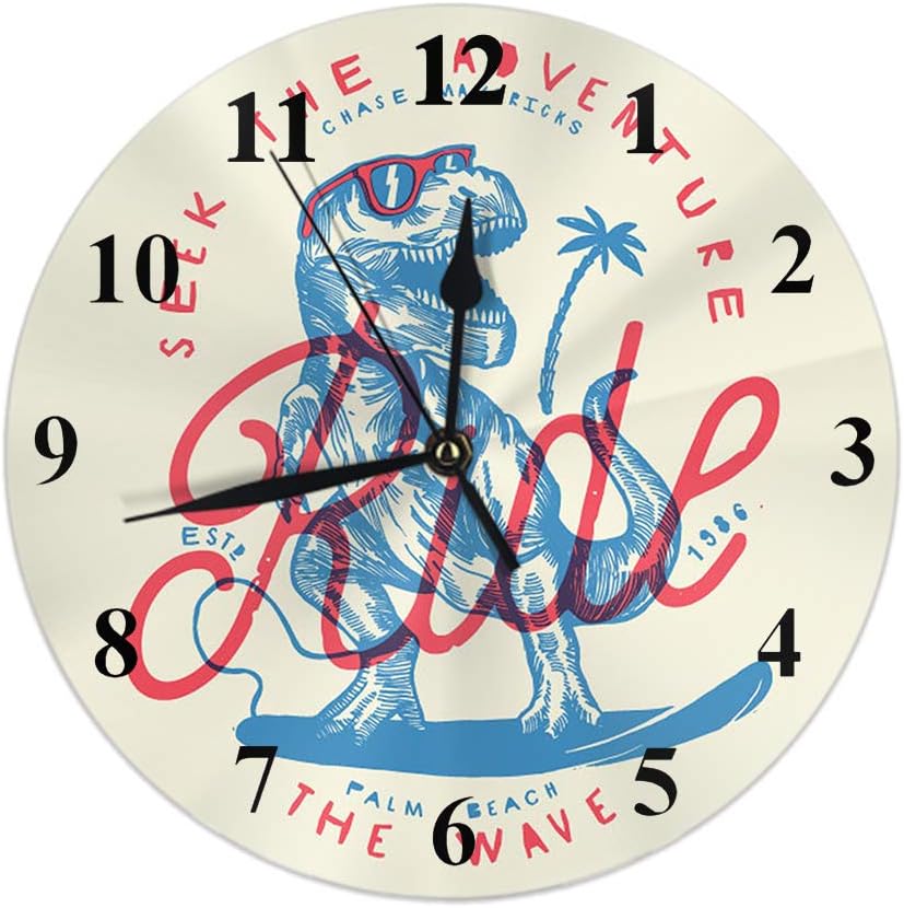 Norina Moon Stars Round Wall Clock,Black and White Wild and Free Typography Round Wall Clock