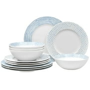Noritake Blue Hammock 12-Piece Rim Dinnerware Set, Service for 4
