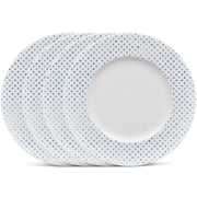 Noritake Blue Hammock Set of 4 Rim Dots Dinner Plates