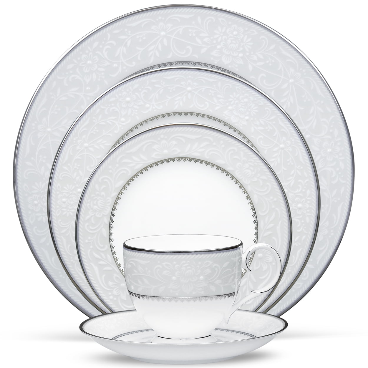 Brocato Floral Porcelain 5-Piece Place Setting with Platinum Band