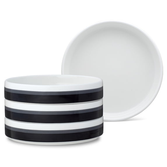 Noritake ColorStax Stripe Black Set of 4 Stax Deep Plates