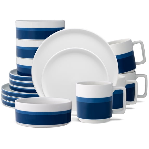 Noritake ColorStax Stripe Blue 16-Piece Dinnerware Set, Service for 4