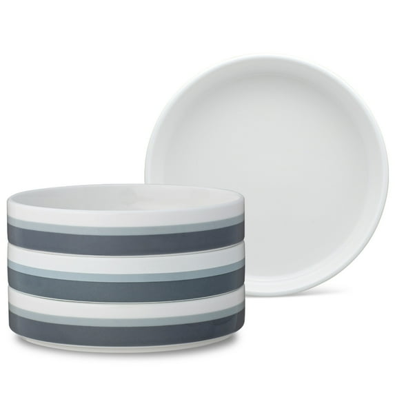 Noritake ColorStax Stripe Grey Set of 4 Stax Deep Plates
