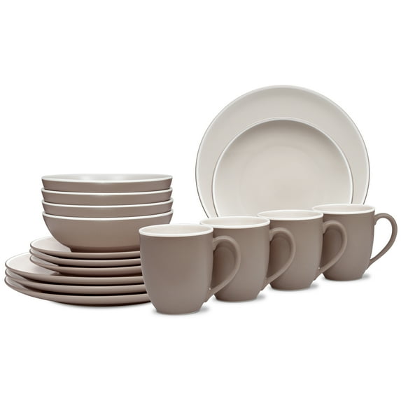 Noritake ColorTrio Clay 16-Piece Coupe Dinnerware Set, Service for 4