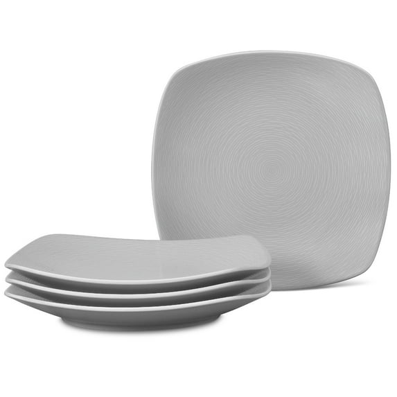 Noritake Colorscapes GoG Swirl (Grey on Grey) Set of 4 Square Dinner Plates