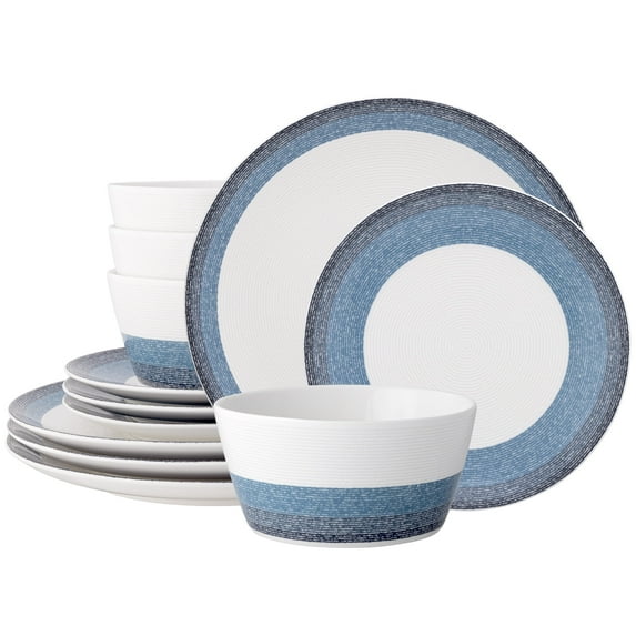 Noritake  Colorscapes Layers 12-Piece Coupe Set, Service For 4 Navy