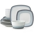 thumbnail image 1 of Noritake Colorscapes Layers Ash 12-Piece Square Dinnerware Set, Service for 4, 1 of 7