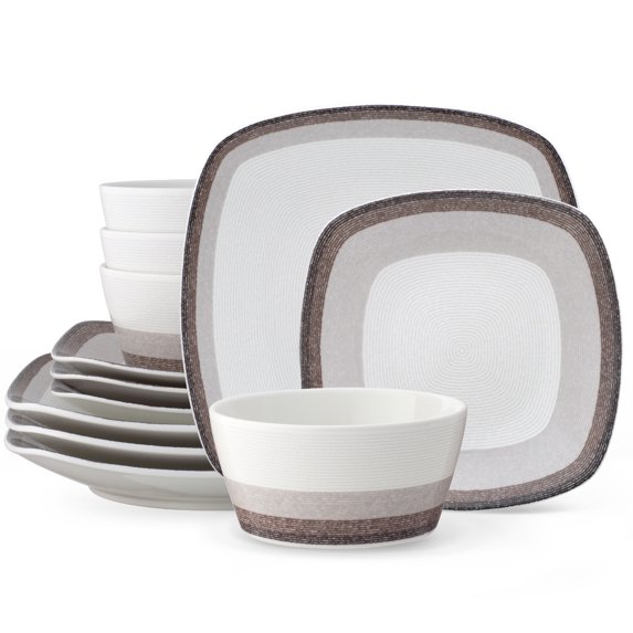 Noritake Colorscapes Layers Canyon 12-Piece Square Dinnerware Set, Service for 4